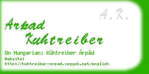 arpad kuhtreiber business card