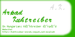 arpad kuhtreiber business card